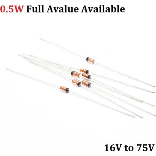 100pcs BZX55C30V/33V/36V/39V/43V/47V/51V/56V/62V/68V/75V/15V/16V/18V/20V/22V/24V/27V . BZX55C/18/20/22/V 1/2W Zener diode DO-35