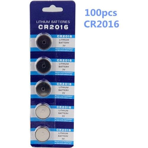 100pcs/lot CR2016 Button Batteries LM2016 BR2016 DL2016 Cell Coin Lithium Battery 3V CR 2016 For Watch Electronic Toy Remote