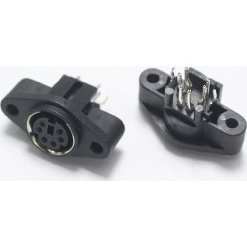 2PCS/Lot MDC/S Terminal Socket DIN Jack Connector Mini PS2 6Pin 6P with Fixed Hole Mouse Keyboard