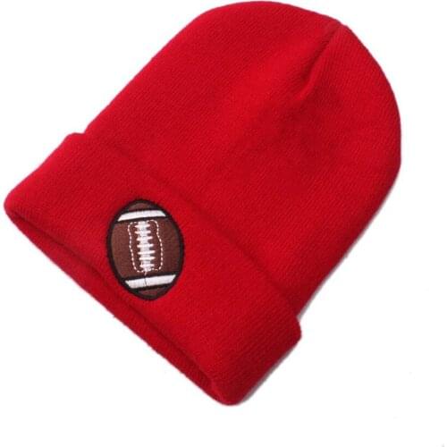 2020 Winter Accessories for Kids Autumn Cartoon Football Embroidery Knitted Toddler Infant Childrens Hats Kids Beanies