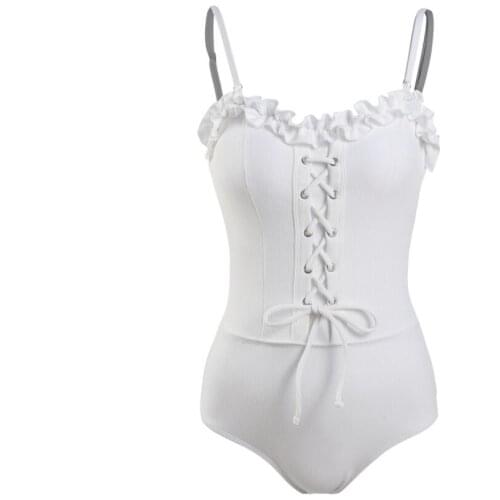 2021 Women White One Piece Swimwear Bandage Bathing Suit Swimming Beachwear Summer Sexy Swimsuit Padded Swim Monokini Suits