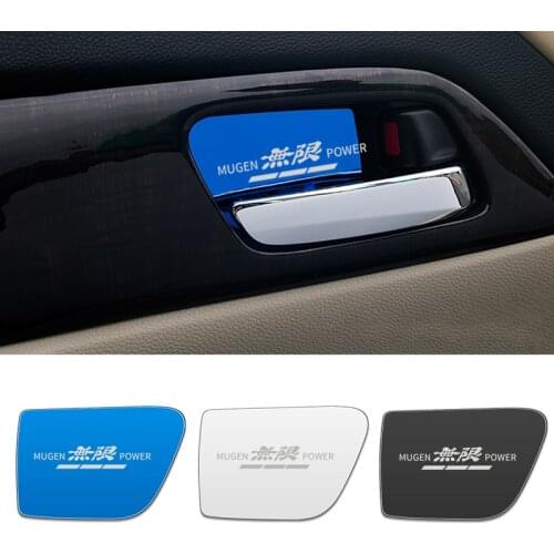 4pcs stainless steel car interior door handle ornament sticker for Honda Mugen Power Accord CRV Accessories Car Styling
