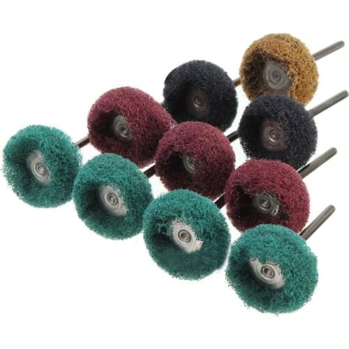 40Pcs 3mm Shank Scouring Pad Sanding Wheel Fiber Abrasive Scouring Pad Polishing Grinding for Metal Cleaning Head Nylon Cleaning