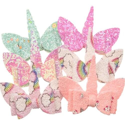 5PCS 2.8inch Uncorin Desin Hair Bows Boutique Rainbow Bowknot Baby Grils Hair Accessories Hairclips Fashion Headwrap