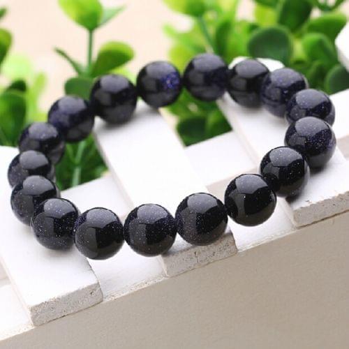 10mm Blue sandstone Beads Amulet Elastic Bracelet