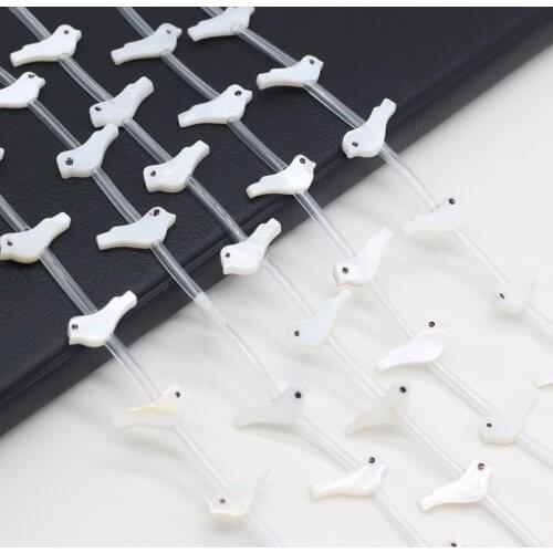 10pcs Natural Freshwater White Little Bird Shape Loose Spacer Beads for Jewelry Making Bracelet Necklace Gifts Size 6x15mm