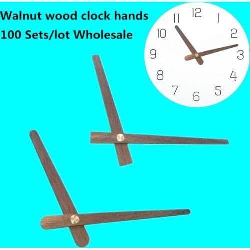 100 sets wholesale Genuine Black walnut wood clock hands wall clock hand DIY Solid wood pointer replacement needle Quartz clock