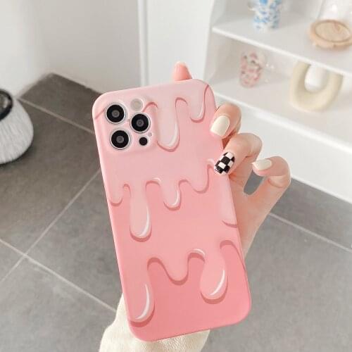 Pink ice Cream Mobile Phone Cases for iPhone 12 PRO MAX 11Pro XR X XS Max 7 8 Plus Soft TPU Shell