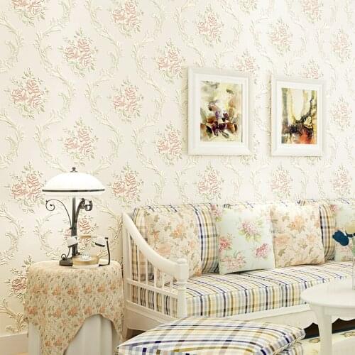 Beibehang European idyllic 3D wallpaper 3D embossed warm bedroom wedding room living room TV background 3D wallpaper roll