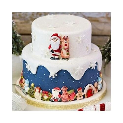 Fondant Mould Christmas Fondant Molds Chocolate Mold for Cake Decoration Silicone Moulds Santa Claus Pine Snowman Silicone PRZY