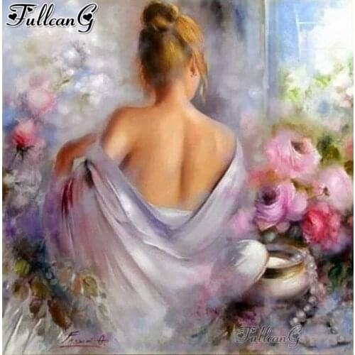 FULLCANG Abstract woman flower 5d diy diamond painting full square round drill rhinestone embroidery sale wall decoration FG0013