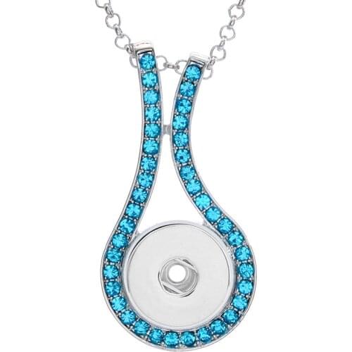 Hot Sale 195 Rhinestone Water Drop Snaps Button Necklace Pendant Necklace Fit 18mm Buttons For Women Charm jewelry