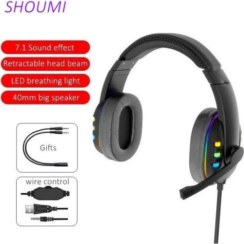 PS4 Gaming Headset Xbox One PS4 3.5mm USB Game Headphone Gamer Earbud Helmet with Mic Breath LED for Xiaomi Phone TV Tablet 722A