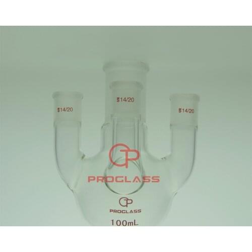 Straight 4 Necks Round Bottom Flask 100mL,24/40 Center Joint,Sides 14/20