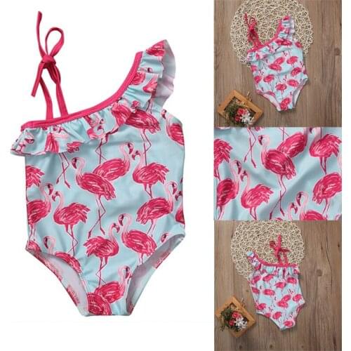 Baby Girls Kids Flamingo Bathing Costume Swimsuit One Pieces Swimwear Bikini Set Beach Sleeveless Printing Newest