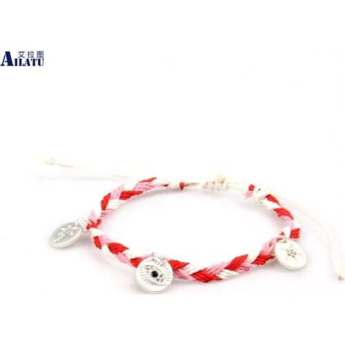 Ailatu Handmade Cz Eye Bohemia Summer Bracelet with Clear Cz Coconut tree and Sarfish Beads Top Quality Jewelry