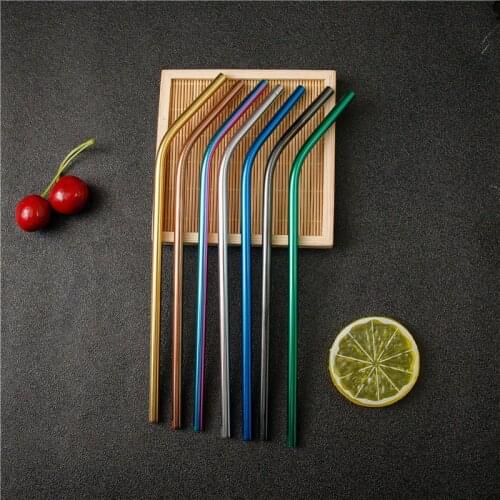 Reusable Drinking Straws 304 Stainless Steel Metal Surpass Glass Bent Straight With Clean Brush