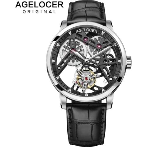 AGELOCER New Original Tourbillon Watch Men Power Reserve 80 Top Brand Luxury Skeleton Sapphire Clock Men Relogio Masculino