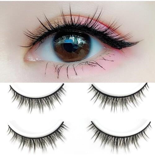 Yokpn 10 Pairs Soft Terrier Makeup Fairies False Eyelashes Natural Handmade Sharp-Tailed Thick Daily Simulation Eyelashe