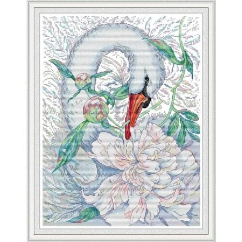 White Swan 4 Cross Stitch Kits 11CT Embroidery Sets Animal Printed Patterns Needlework Handmade Crafts Home Decor 14CT Paintings