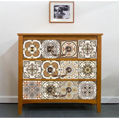 Newest Arrival 10 Pieces Wall Stickers Floral Print PVC Decals Decorative Paper Home Decorations for Ceramic Tile