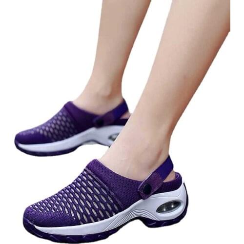 2021 Summer New Women Shoes Casual Increase Cushion Sandals Non-Slip Platform Shoes Breathable Mesh Outdoor Walking Slippers