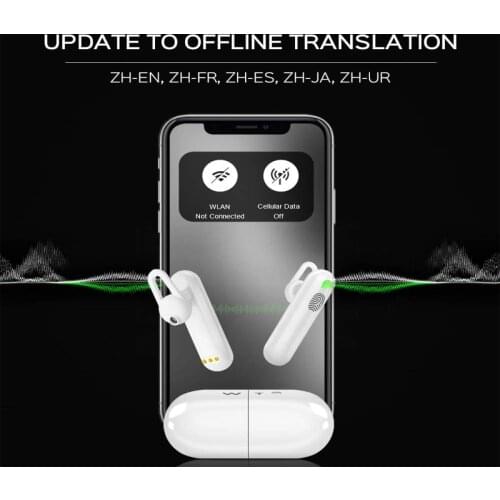 New WT2 Language Translator Supports 40 Languages Voice Translation Headset Wireless Headset Charging Box Real-time Translation