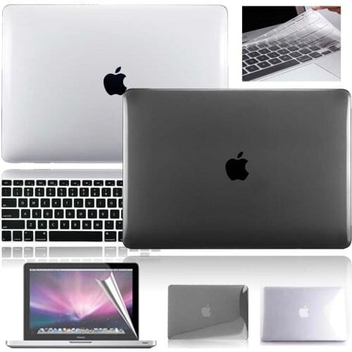 New PVC Laptop Case for Apple MacBook Air Pro Retina 11 12 13 15 Inch + Keyboard Cover + Laptop Screen Protector Crystal Series