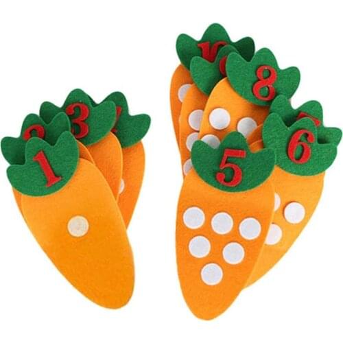 1-10 Montessori Educational Toy Non-woven Children Puzzle Handmade DIY Math Toys Kindergarten Carrot Match Digital Teaching Aids