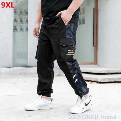 Autumn pants mens summer thin section trend wild nine-point workwear sports plus size straight casual trousers 7XL 8XL 9XL