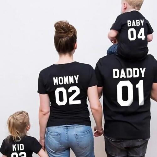 DADDY MOMMY KID BABY Funny Letter Print Number Tops Tees Summer Family Matching Clothes Family Look T-shirt