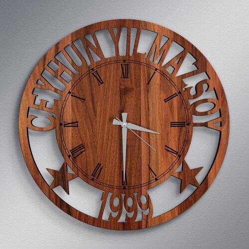 Personalized Is and Dated Wood Wall Clock-3