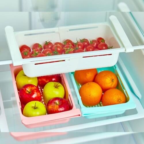 Plastic Kitchen Refrigerator Fridge Adjustable Organizer Hanging Storage Box Basket Fridge Organizer Fruits Vegetables Organizer