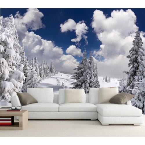 Custom photo wallpaper murals,Winter Fir Snow Clouds Trees Nature papel de parede,living room tv sofa wall bedroom 3d wallpapers