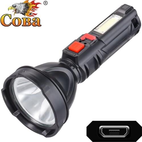 Portable led flashlight cob lantern usb rechargeable built-in battery plastic shell waterproof 3000LM Field emergency light