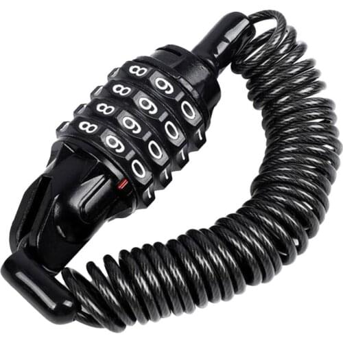 Durable Helmet Lock Chain 4 Digit Password Combination Portable Bike Motorcycle Anti-theft Cable Lockstitch
