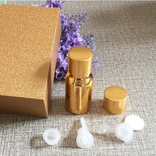 100pcs/lot 10 ml Empty golden glass bottle with aluminum cap , 10 ml essential oil bottles wholesale