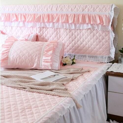 Top Romantic Princess bed headboard cover wedding decorative Lace cushion cover Pink Elegant Ruffle design bed head board towel