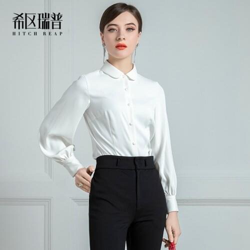 High End Temperament White Shirt WomenS Sense Of Design New Retro Round Neck French Lantern Sleeves