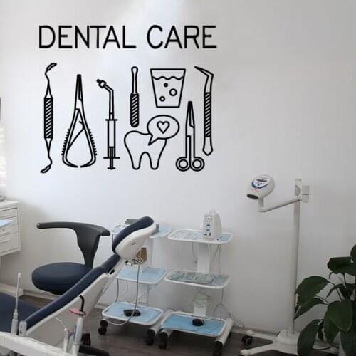 Removable Dental Wall Sticker Dental Care Logo Wall Decal Dentist Smile Tools Wall Window Poster Teeth Center Decoration AY1423