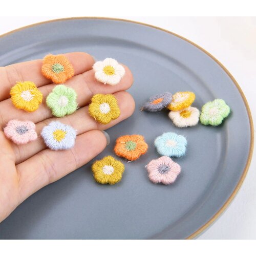10pcs Fashion Trendy earrings flowers girly sweet wool woven flowers earrings Cute hair accessories material Diy Jewelry Making