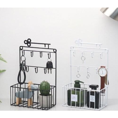 Nordic Wrought Iron Storage Racks Simple Keys Hooks Paper Towel Holders Household Wall Decoration Kitchen Bathroom Organizer