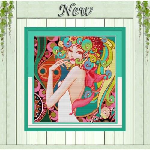 Temptation beauty girl decor painting counted print on canvas DMC 11CT 14CT Chinese Cross Stitch kits embroidery needlework Sets