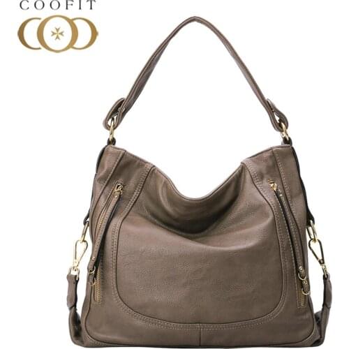 Coofit Female Fashion PU Hobo Bag Womens Large New Style Vintage Handbag Crossbody Bag Travel Shoulder Messenger Bags For Girls