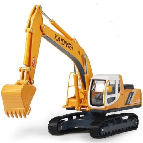 Yellow Simulation Acousto-optic Properties of 1:40 Alloy Model of Tracked Excavator Collection Toys Rotating Stretching Taxiing