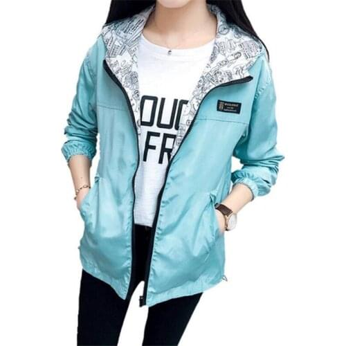 Womens Hooded Jackets 2019 Causal windbreaker Women Basic Jackets Coats Sweater Zipper Lightweight Jackets Bomber Famale HC110