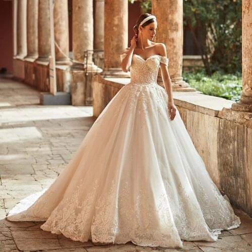 New Gorgeous Ball Gown Wedding Dress 2021 Appliques Beading Backless Bride White Bridal Gowns Mariage Vestige De Noiva