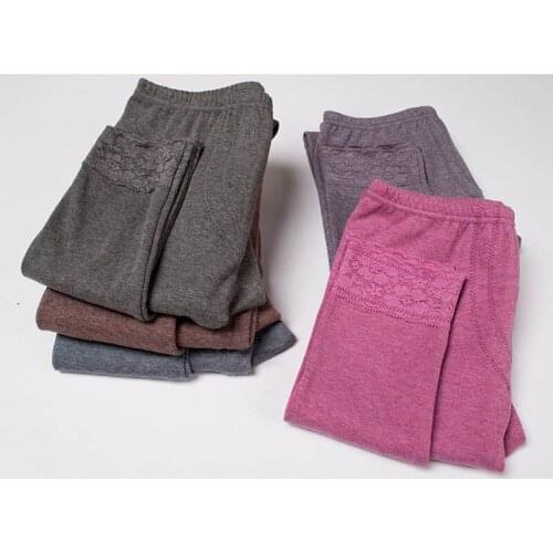 Winter thermal pants for women lace sexy slim cotton long johns kneepads waist stretch warm pants 2018 fashion thermal underwear