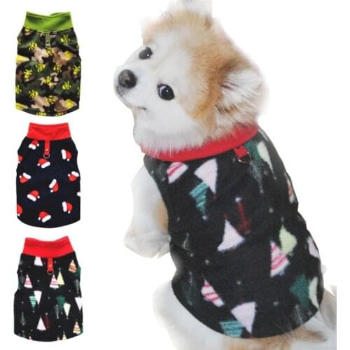 Pet Winter Costume Dog Fleece Warm Vest With Christmas Hats Patterns Dogs Clothes Dog York Clothing For Chihuahua Small Dogs
