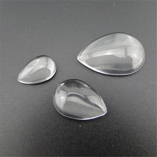 10x14mm 13x18mm 18x25mm Glass Cabochon Transparent Clear Water Drop Shape Cameo Cover Glass Spacers Glass Gem Beads